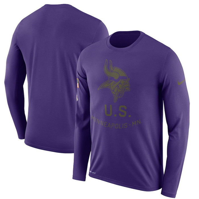 Minnesota Vikings  Salute to Service Sideline Legend Performance Long Sleeve T Shirt Purple