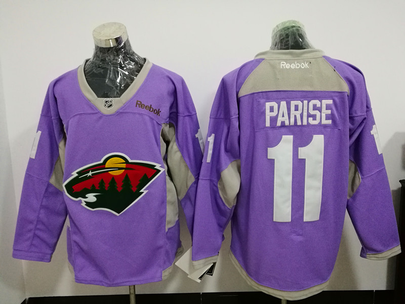 Minnesota Wild 11 Zach Parise Purple Fights Cancer Practice Stitched NHL Jersey