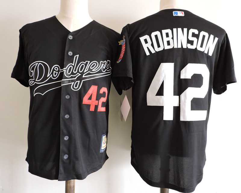 Mitchell And Ness Los Angeles Dodgers 42 Jackie Robinson Black Throwback Stitched MLB Jersey