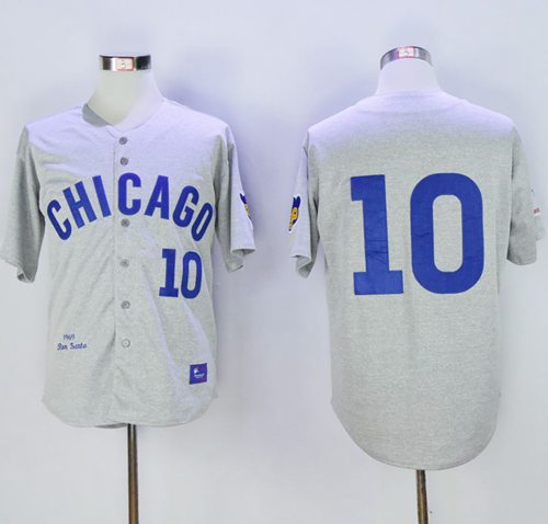 Mitchell and Ness Cubs 10 Ron Santo Stitched Grey Throwback MLB Jersey