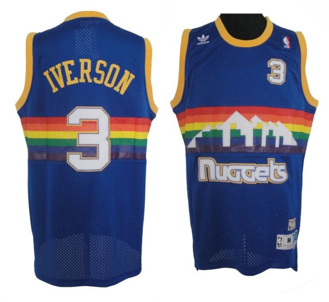 Mitchell and Ness Denver Nuggets 3 Allen Iverson Soul Swingman Stitched Blue Jersey