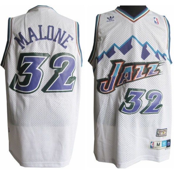 Mitchell and Ness Utah Jazz 32 Karl Malone Soul Swingman Stitched White Jersey