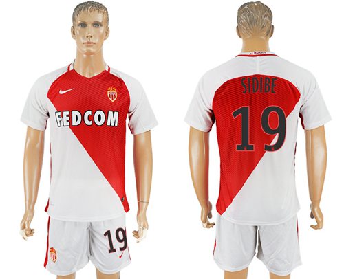 Monaco 19 Sidibe Home Soccer Club Jersey