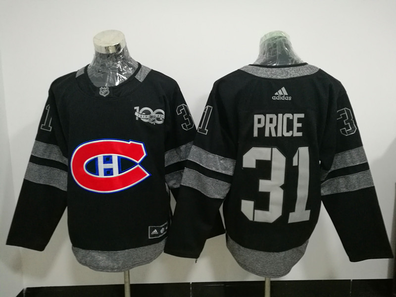Montreal Canadiens 31 Carey Price Black 1917 2017 100th Anniversary Stitched NHL Jersey