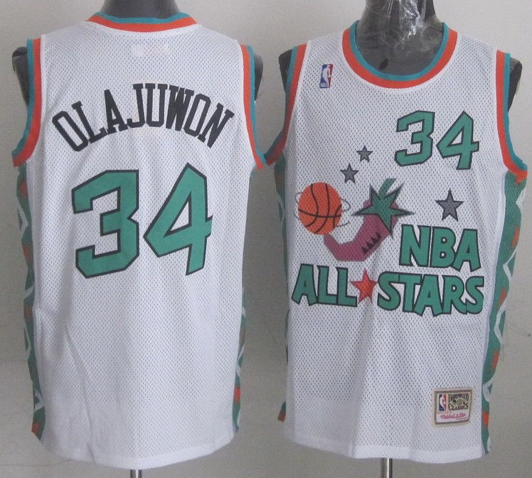 NBA 1996 All Star Game Hardwood Classics Throwback Swingma Houston Rockets 34 Hakeem Olajuwon Jersey