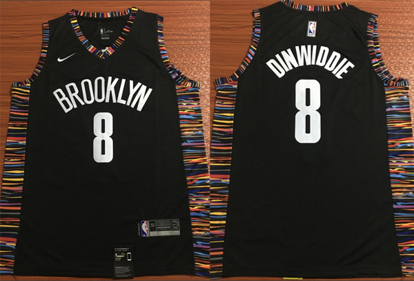 NBA Brooklyn Nets 8 Spencer Dinwiddie Black City Edition  Swingman Jersey