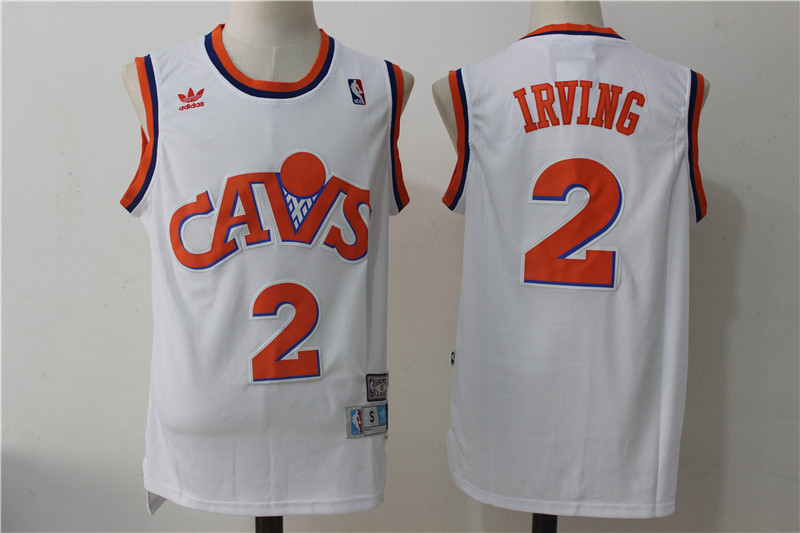 NBA Cleveland Cavaliers 2 Kyrie Irving White Cavs Throwback Authentic Jersey