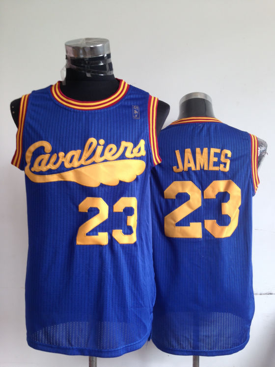 NBA Cleveland Cavaliers 23 Lebron James Authentic Throwback Retro Blue Jersey