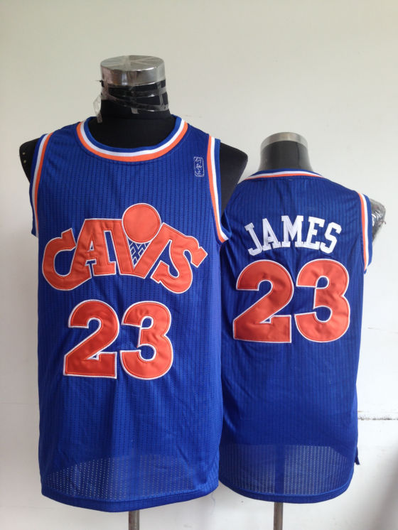NBA Cleveland Cavaliers 23 Lebron James Cavs Authentic Throwback Blue Jersey