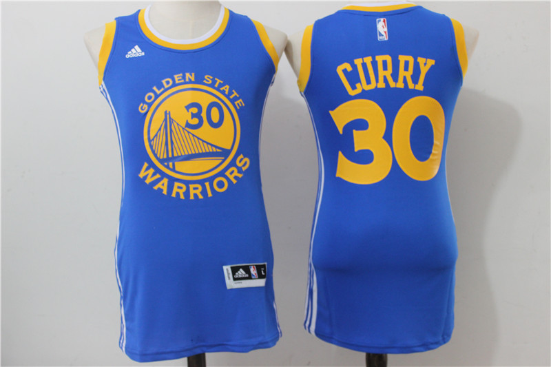 NBA Golden State Warriors 30 Stephen Curry Blue Women Dress Jersey