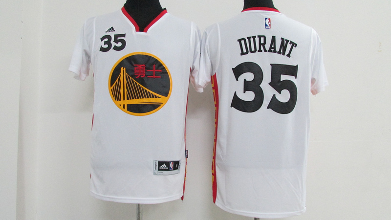 NBA Golden State Warriors 35 Kevin Durant  Charcoal 2016 Chinese New Year Basketball White Jersey
