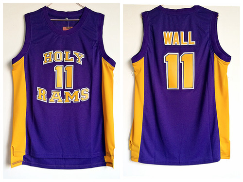 NBA Holy Rams 11 John Wall Purple High School Basketball Jerseys