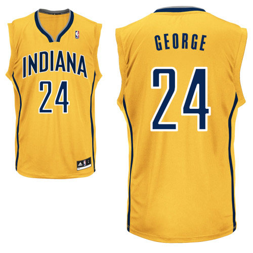 NBA Indiana Pacers 24 Paul George Authentic Yellow Jersey