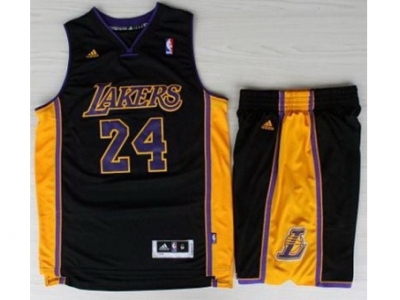 NBA Los Angeles Lakers #24 Kobe Bryant Black Revolution 30 Swingman Suits Purple Number 2013 New Style