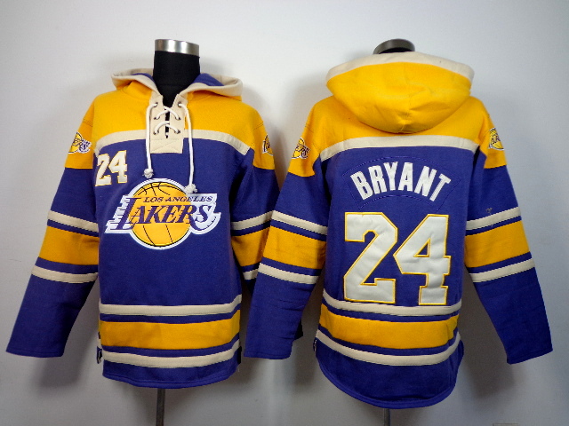 NBA Los Angeles Lakers 24 kobe bryant pullover hooded sweatshirt purple yellow jerseys