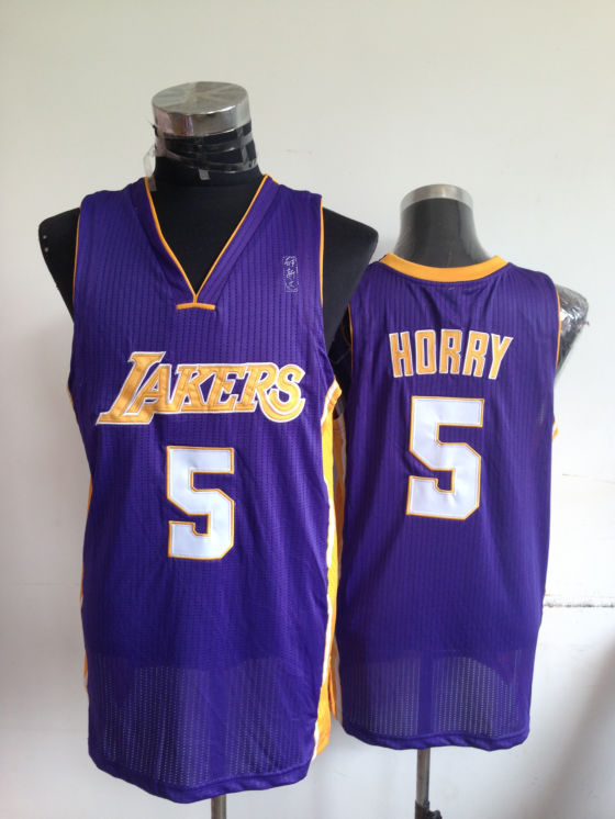 NBA Los Angeles Lakers 5 Robert Horry Authentic Purple Jersey
