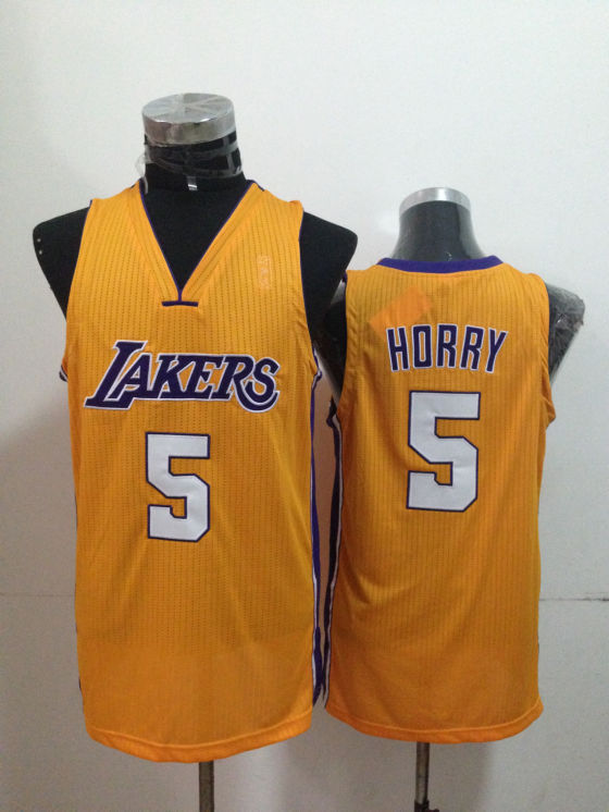 NBA Los Angeles Lakers 5 Robert Horry Authentic Yellow Jersey