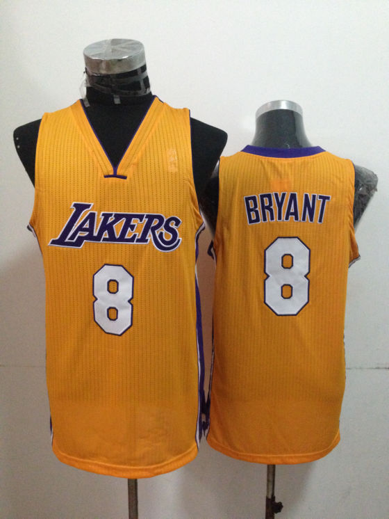 NBA Los Angeles Lakers 8 Kobe Bryant Authentic Yellow Jersey