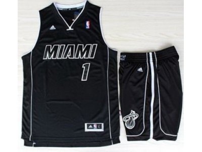 NBA Miami Heat #1 Chris Bosh Black With White Shadow (Revolution 30)Suits