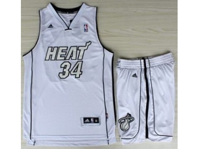NBA Miami Heat #34 Ray Allen White Silver Number(Revolution 30)Suits