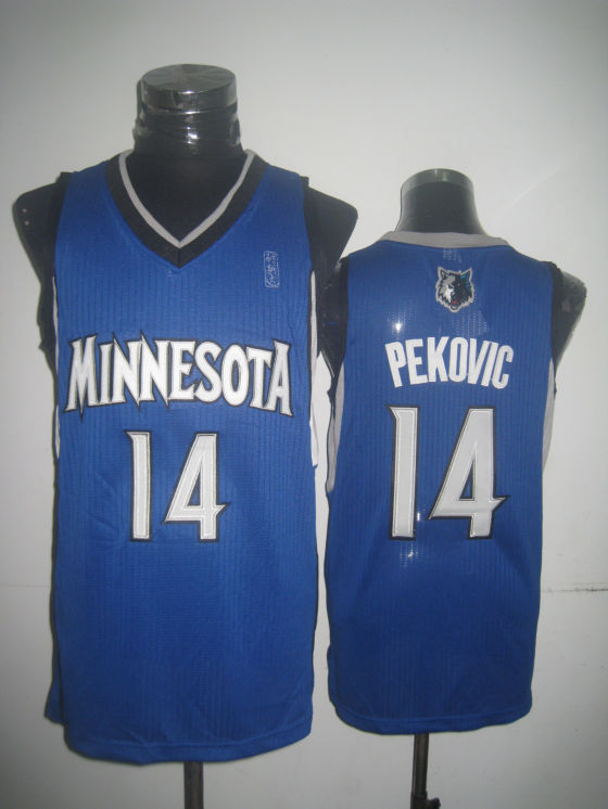 NBA Minnesota Timberwolves 14 Nikola Pekovic Authentic Road Blue Jersey