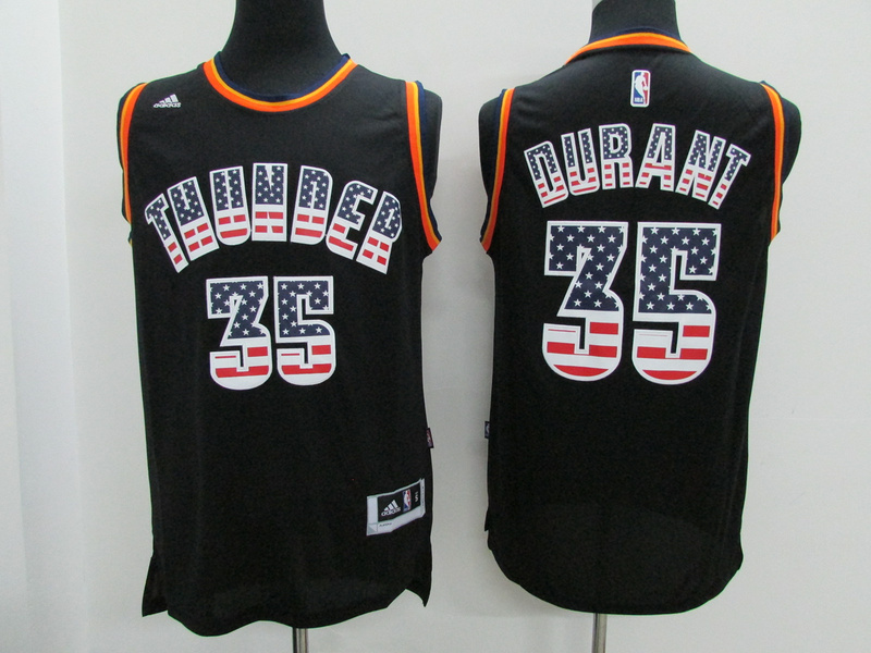 NBA Oklahoma City Thunder 35 Kevin Durant USA Flag Fashion Black Jerseys