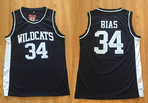 NCAA 34 Len Bias Jersey Villanova Wildcats University Throwback Basketball Black Jersey
