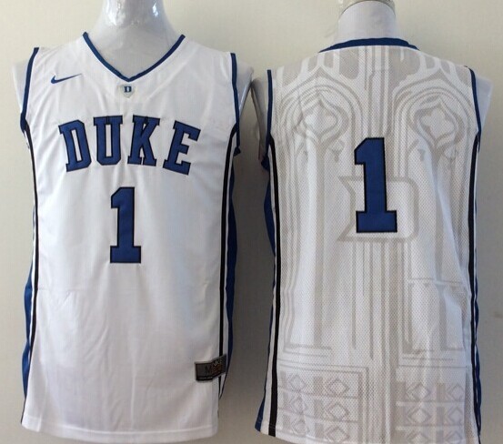 NCAA Duke Blue Devils 1 White College Basketball Performance Jersey ACC Patch