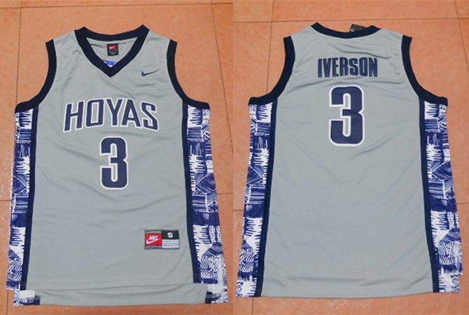 NCAA Georgetown Hoyas #3 Allen Iverson Jersey college basketball grey jerseys