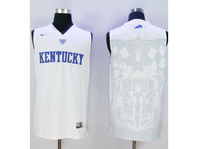 NCAA Men Kentucky Wildcats Blank White Basketball Stitched Jersey