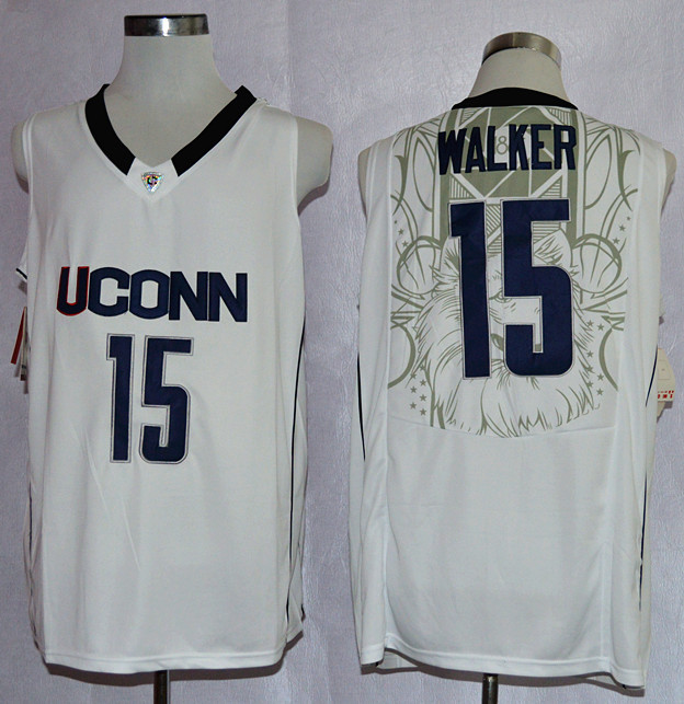 NCAA UConn Huskies 15 Kemba Walker jersey White Basketball Jerseys