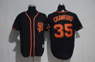 NEW Majestic MLB San Francisco Giants 35 Crawford Black Jersey