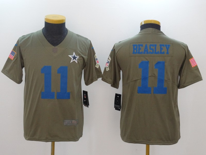  Cowboys 11 Cole Beasley Olive Youth Salute To Service Limited Jersey