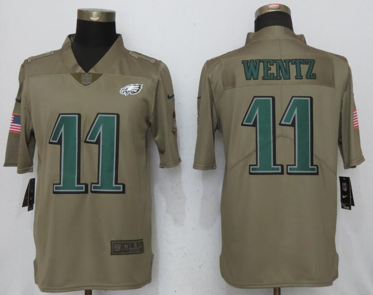  Eagles 11 Carson Wentz Olive Salute To Service Limited Jersey