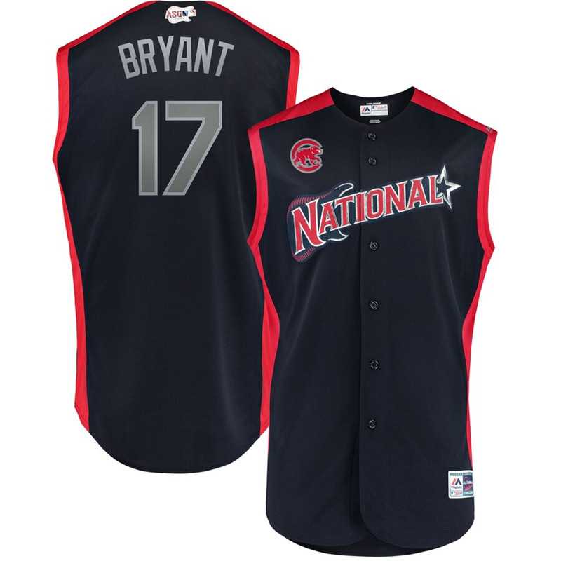National League 17 Kris Bryant Navy 2019 MLB All Star Game Workout Player Jersey