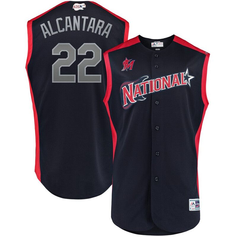 National League 22 Sandy Alcantara Navy Youth 2019 MLB All Star Game Workout Player Jersey