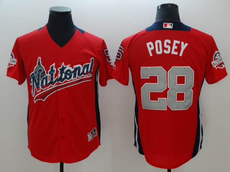 National League 28 Buster Posey Red 2018 MLB All Star Game Home Run Derby Jersey