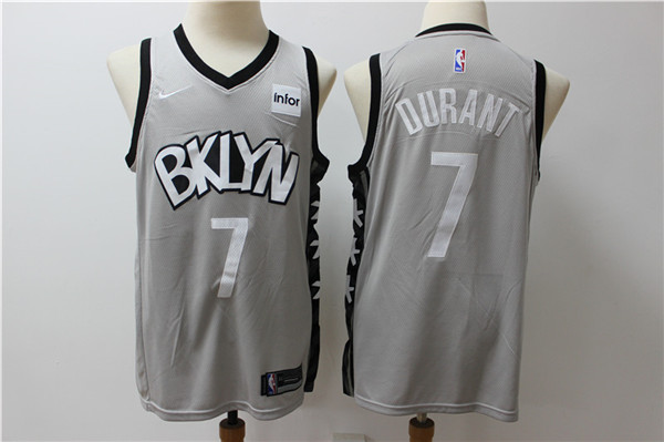 Nets 7 Kevin Durant Gray Nike Swingman Jersey
