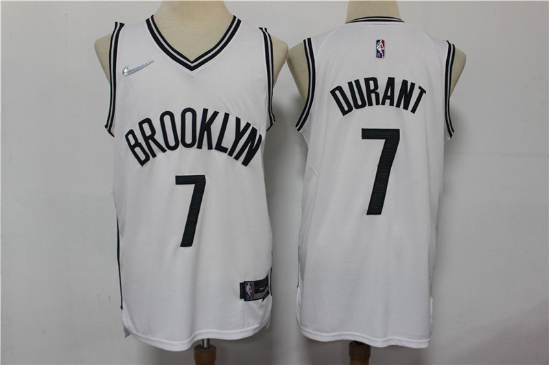 Nets 7 Kevin Durant White Nike Diamond 75th Anniversary City Edition Swingman Jersey