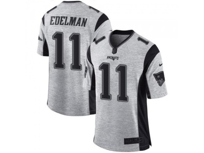 New England Patriots 11 Julian Edelman Gray Men Stitched NFL Limited Gridiron Gray II Jersey