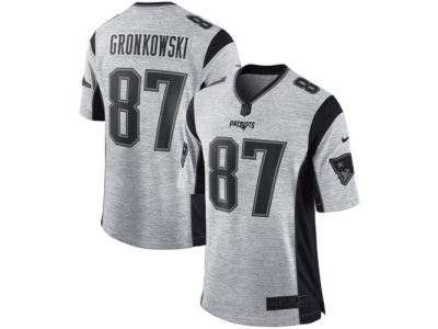 New England Patriots 87 Rob Gronkowski Gray Men Stitched NFL Limited Gridiron Gray II Jersey