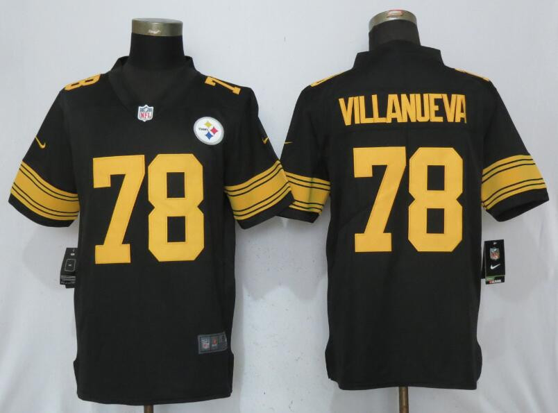 New  Pittsburgh Steelers 78 Villanueva Navy Black Color Rush Limited Jersey