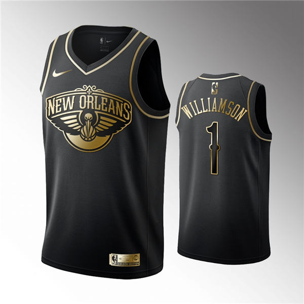 New Orleans Pelicans #1 Zion Williamson Black Golden Edition Jersey