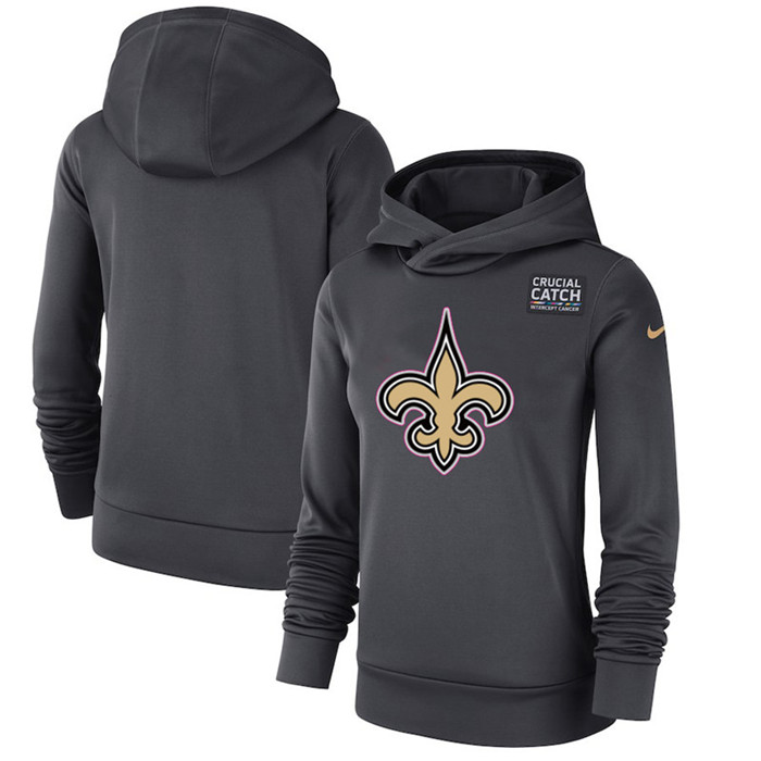 New Orleans Saints Anthracite Women's  Crucial Catch Performance Hoodie
