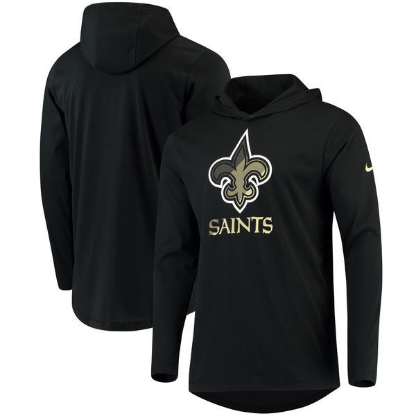 New Orleans Saints  Blend Performance Hooded Long Sleeve T Shirt Black