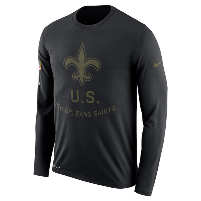 New Orleans Saints  Salute to Service Sideline Legend Performance Long Sleeve T Shirt Black