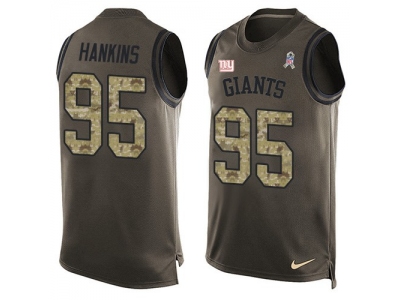 New York Giants 95 Johnathan Hankins Green Limited Salute to Service Tank Top  NFL jersey