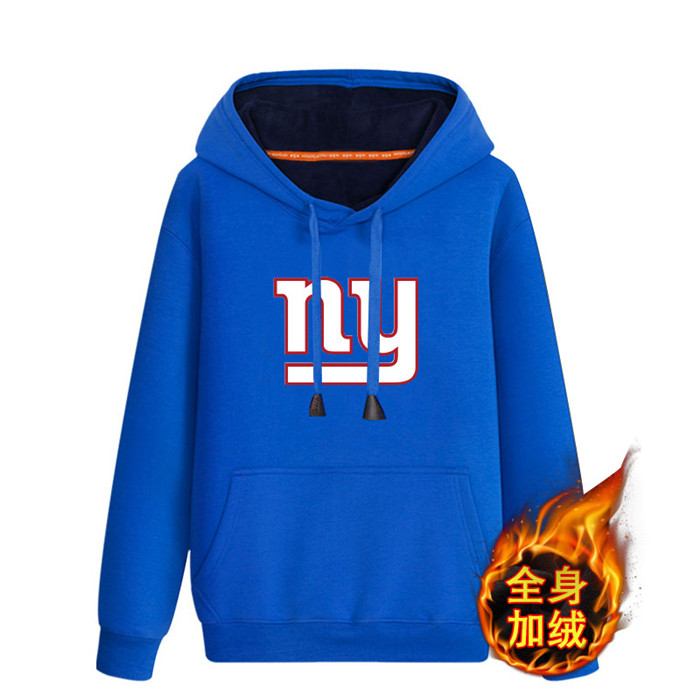 New York Giants Blue Men's Winter Thicken NFL Pullover Hoodie