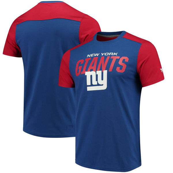 New York Giants NFL Pro Line by Fanatics Branded Iconic Color Blocked T Shirt RoyalRed