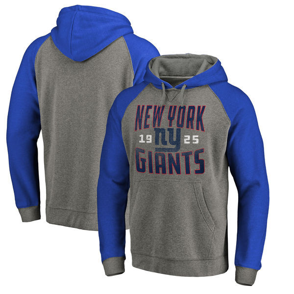 New York Giants NFL Pro Line by Fanatics Branded Timeless Collection Antique Stack Tri Blend Raglan Pullover Hoodie Ash